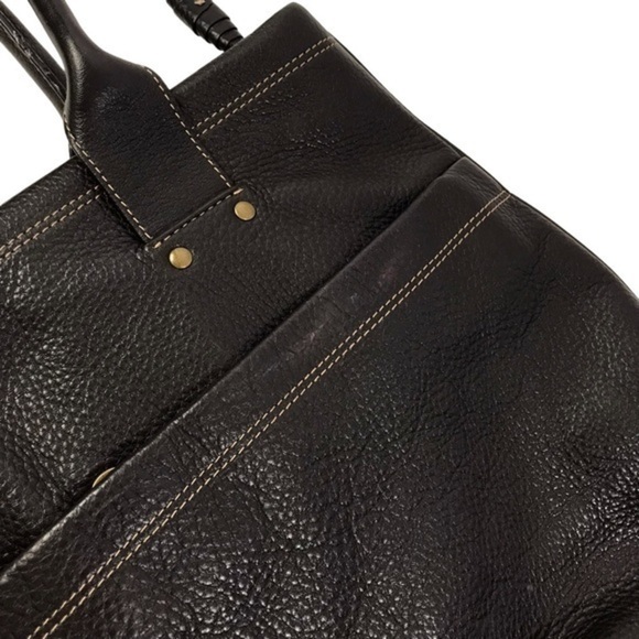 Levenger Distressed Brown Leather Hobo Tote - Picture 6 of 14